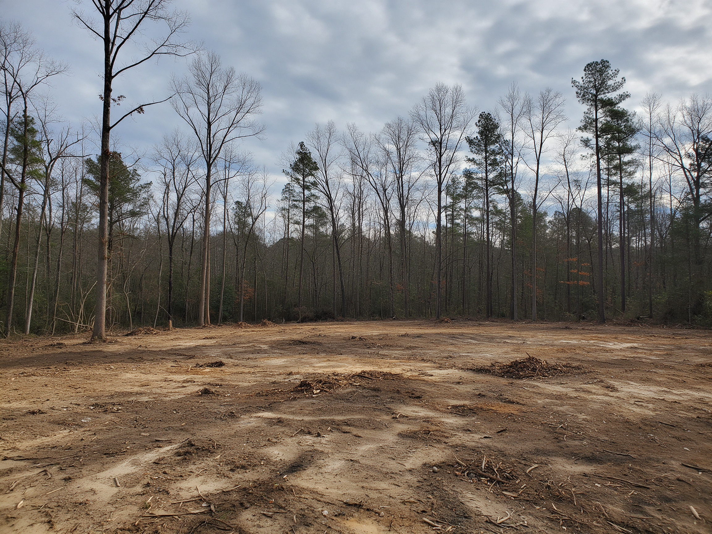 Clean park-like woodland after forestry mulching