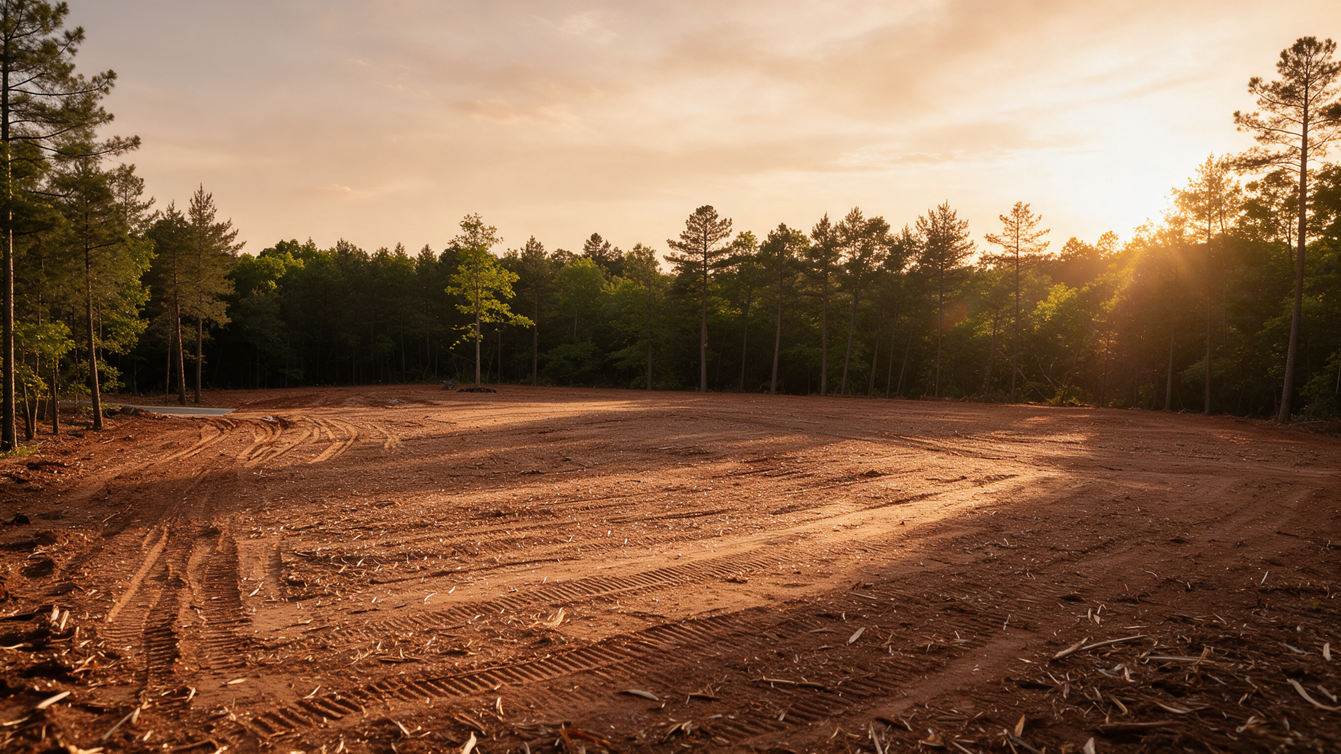 Cleared home build site with mature trees kept, ready for the builder